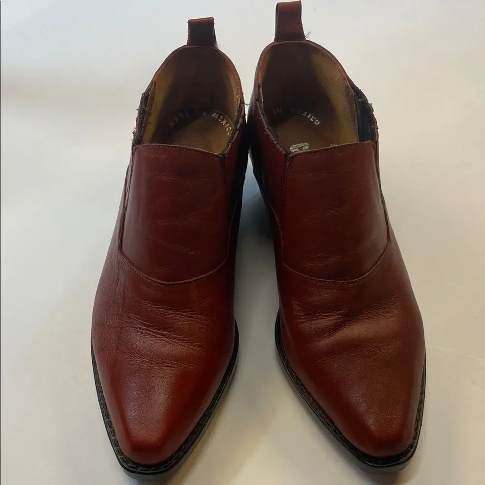 Cougar Brown Leather Pointed Toe Ankle Boots Women’s Sz 8.5 - Picture 1 of 11